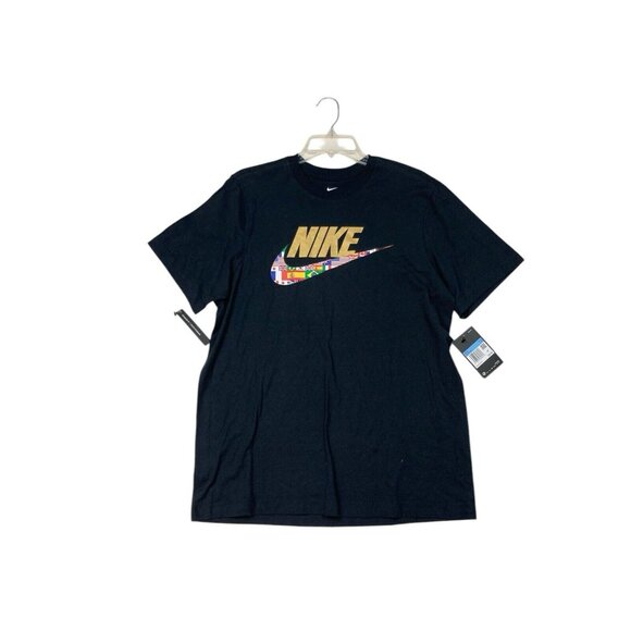 New Nike Mens Tee Size M Black Flag Swoosh Short Sleeve Crew Casual Neck T-Shirt - Picture 2 of 8